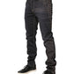 Jeckerson Dark Gray Mid Waist Skinny Fit Men Denim Trouser Jeans