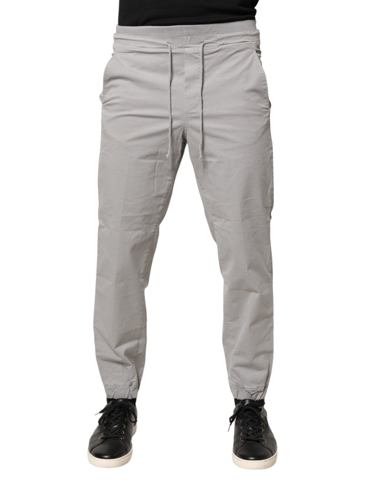 Dondup Light Gray Cotton Mid Waist Skinny Men Jogger Trouser Pants