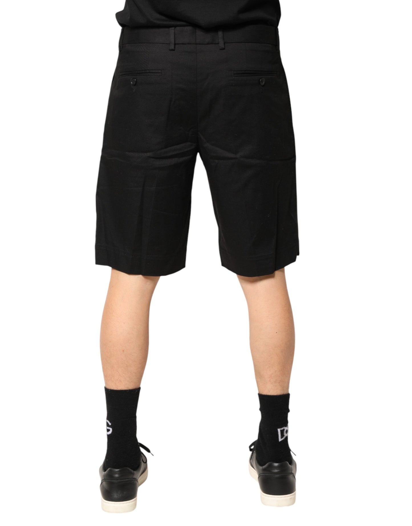 Dolce & Gabbana Black Cotton Stretch Mid Wasit Bermuda Shorts Mens Shorts