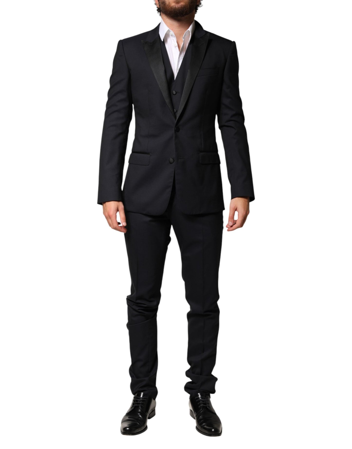 Dolce & Gabbana Black Wool Single Breasted 3 Piece Men Suit Mens Suit
