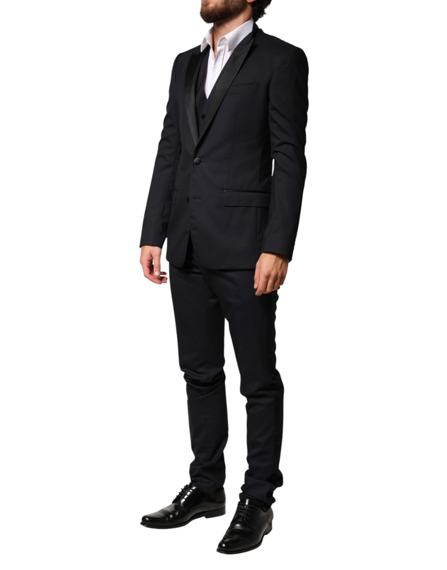 Dolce & Gabbana Black Wool Single Breasted 3 Piece Men Suit Mens Suit