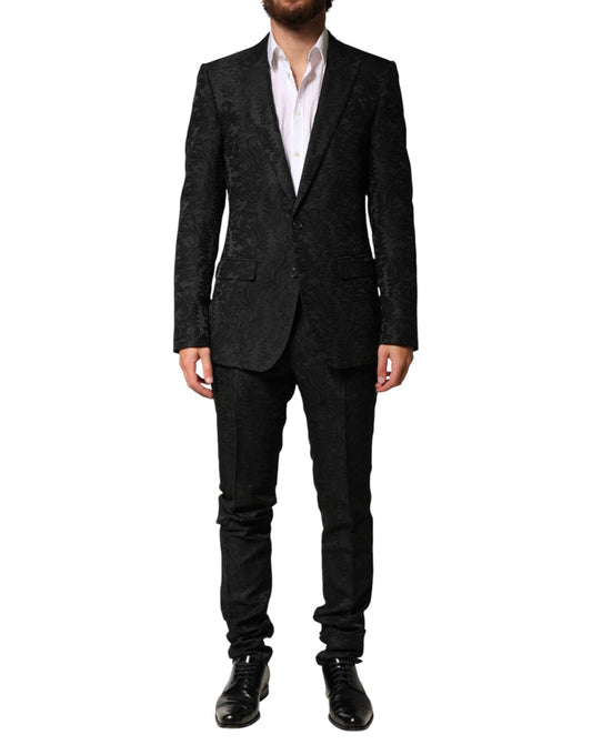 Dolce & Gabbana Black Brocade Single Breasted 2 Piece Suit Mens Suit