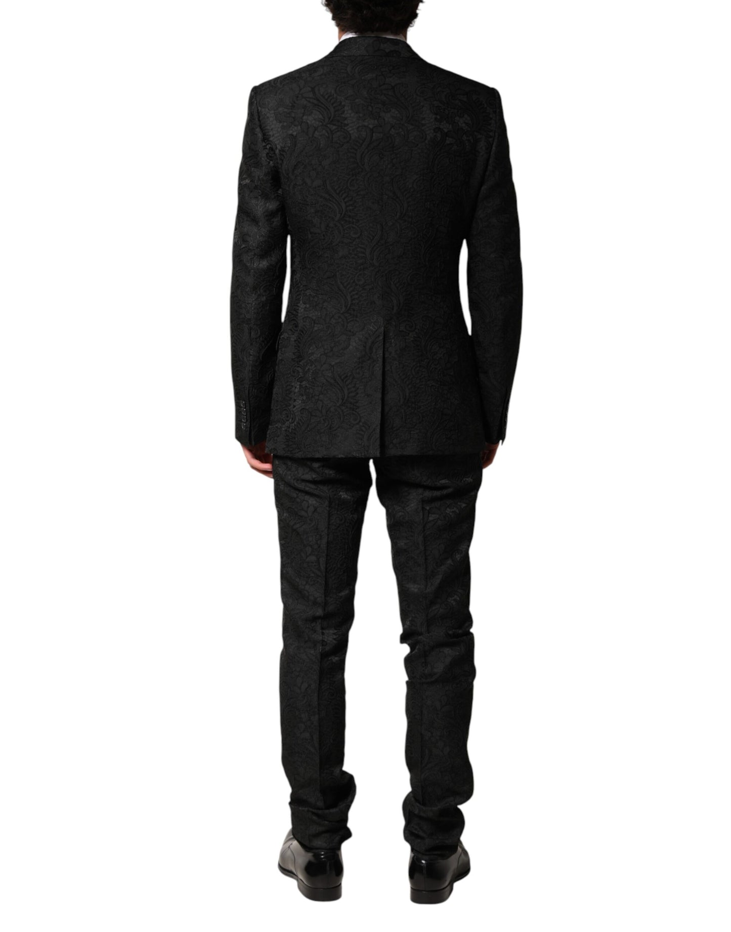 Dolce & Gabbana Black Brocade Single Breasted 2 Piece Suit Mens Suit