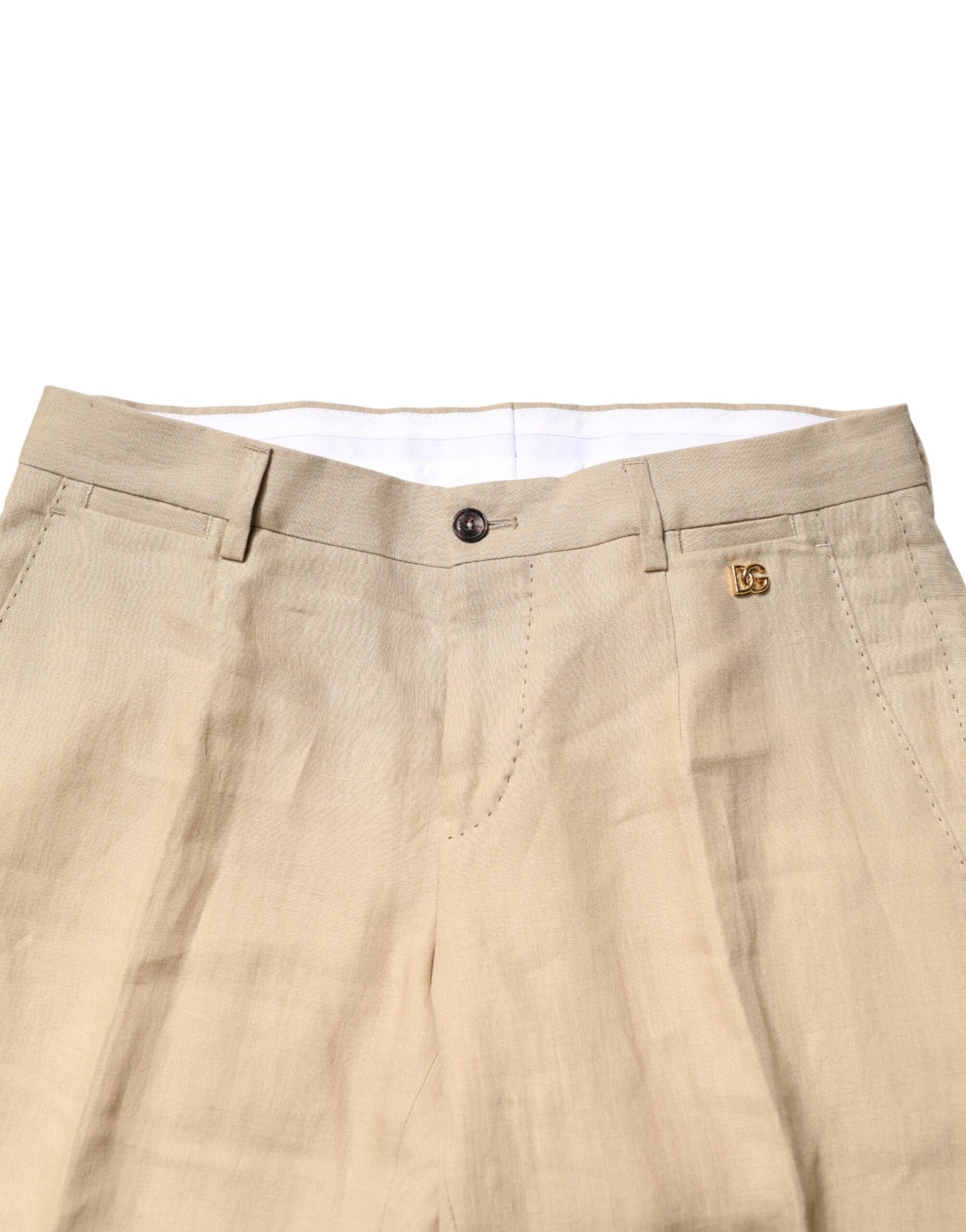 Dolce & Gabbana Beige Linen Single Breasted 2 Piece Suit Mens Suit