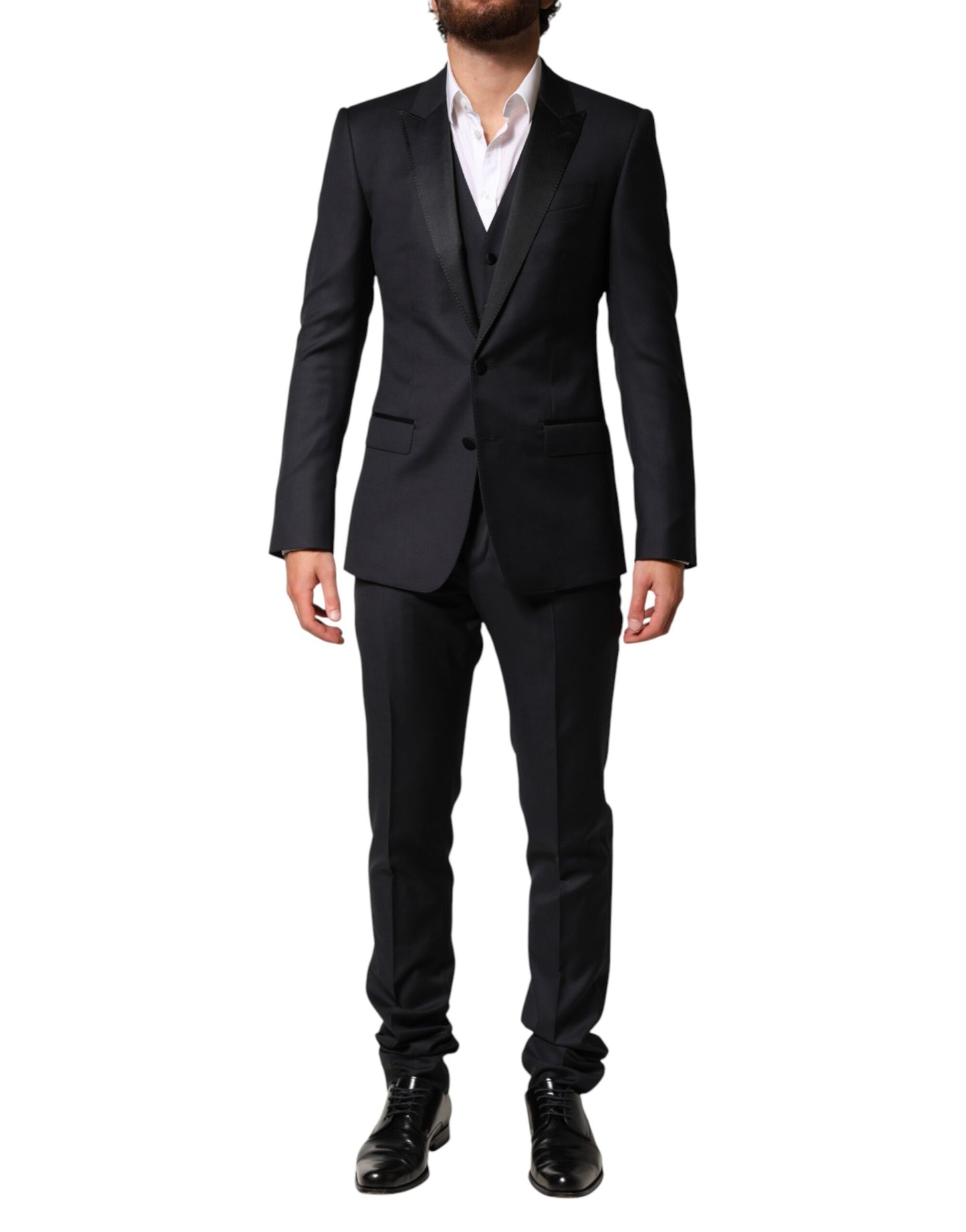 Dolce & Gabbana Black Wool Single Breasted 3 Piece Men Suit Mens Suit