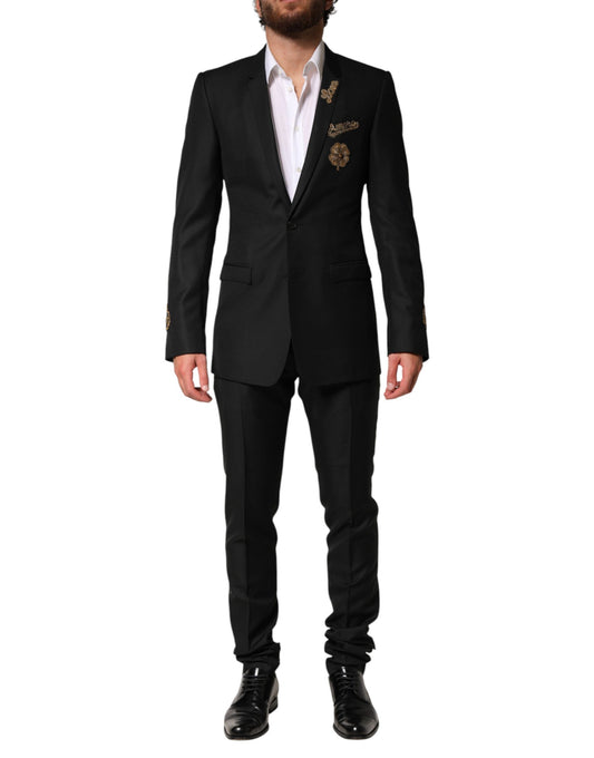 Dolce & Gabbana Black Embellished Single Breasted 2 Pc Suit Mens Suit