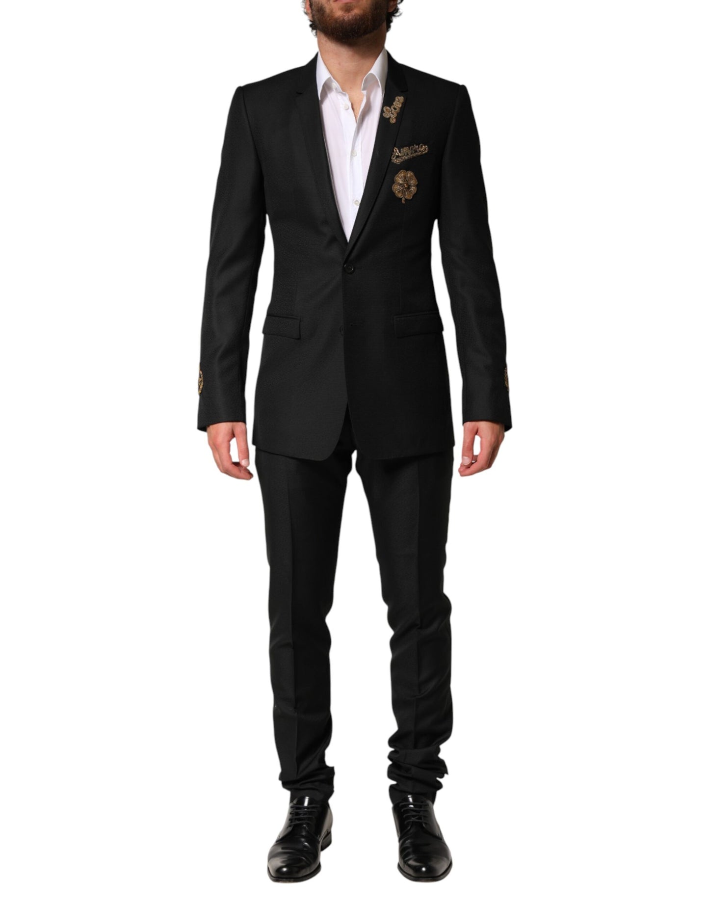 Dolce & Gabbana Black Embellished Single Breasted 2 Pc Suit Mens Suit
