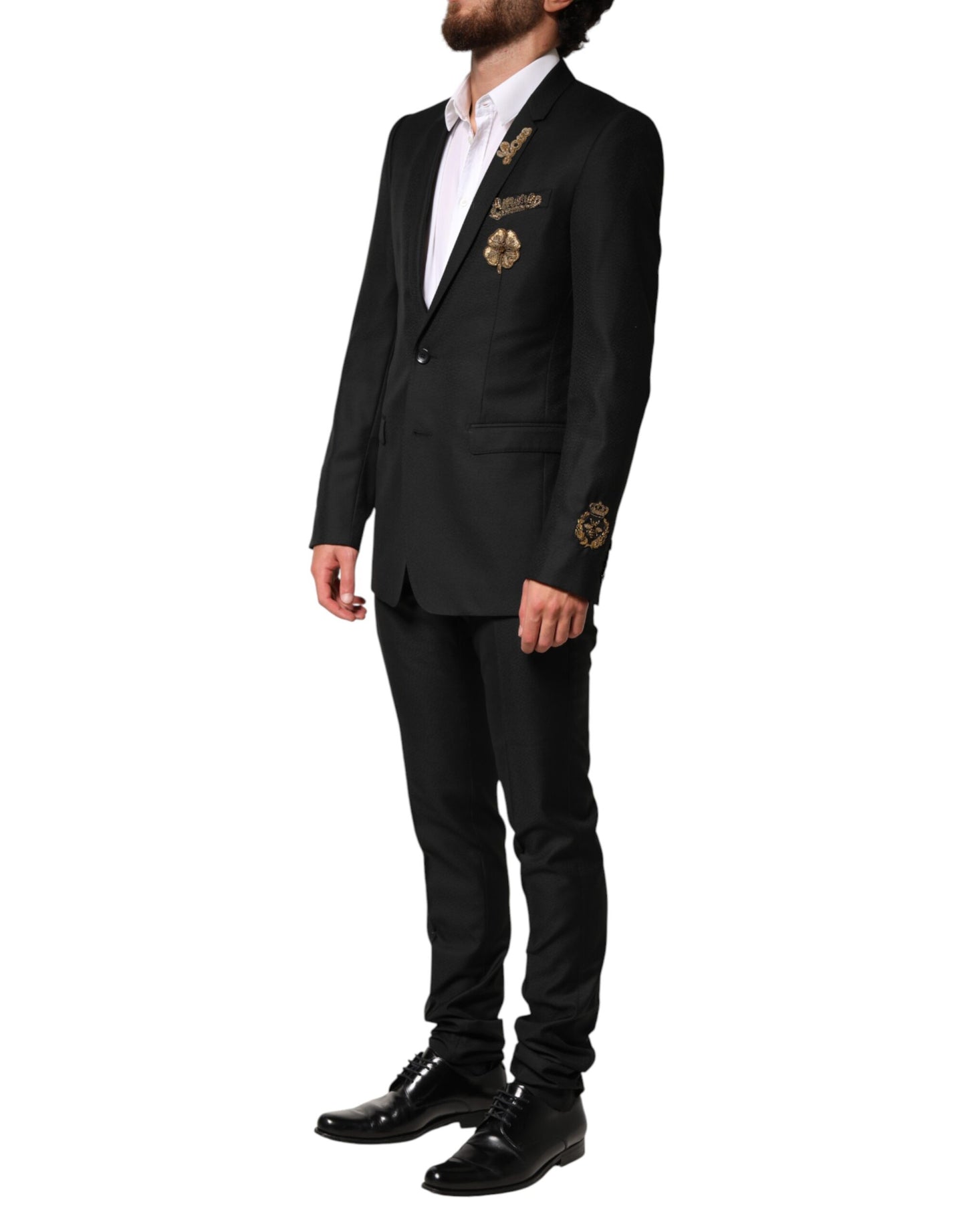 Dolce & Gabbana Black Embellished Single Breasted 2 Pc Suit Mens Suit