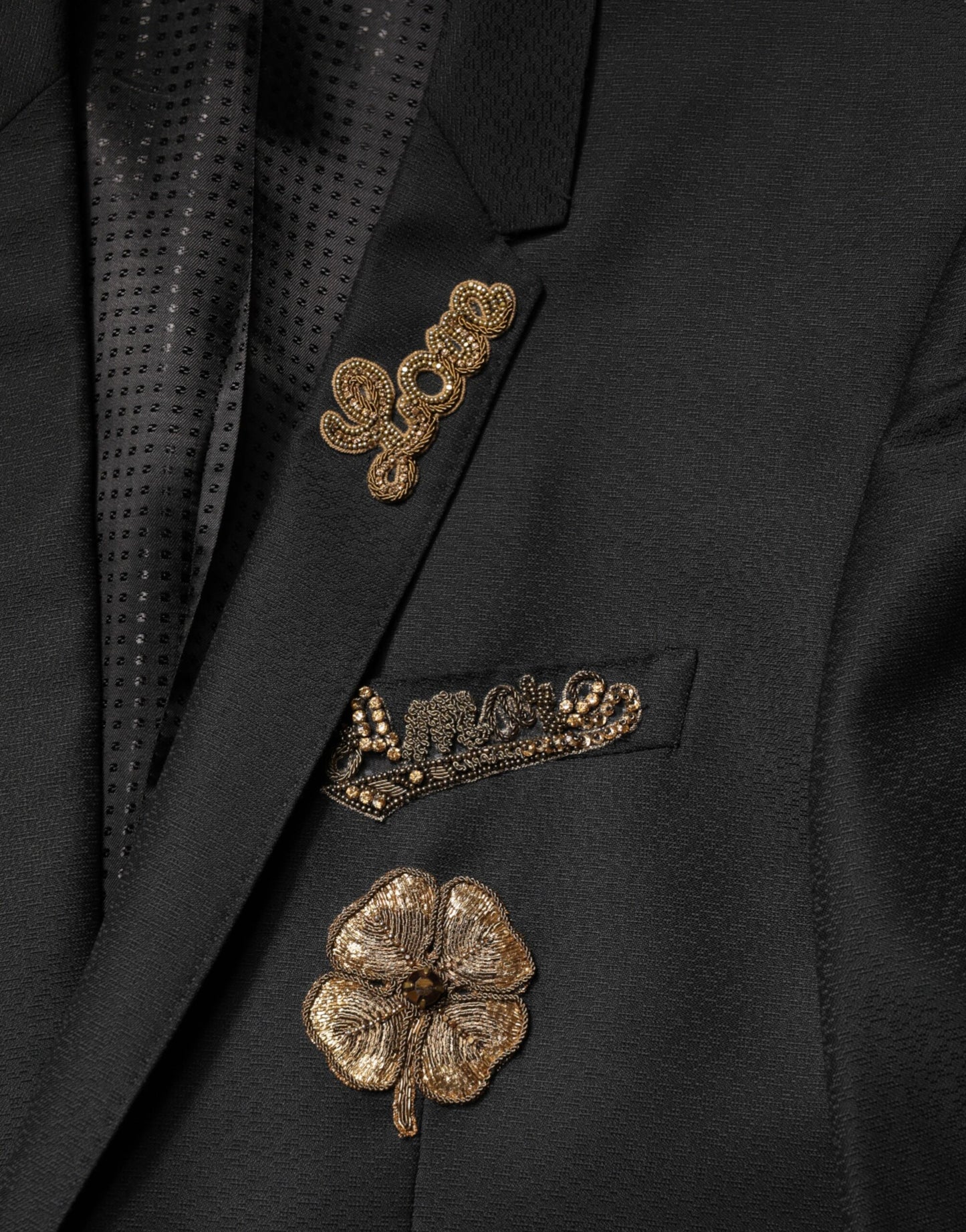 Dolce & Gabbana Black Embellished Single Breasted 2 Pc Suit Mens Suit