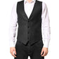 Dolce & Gabbana Black Stripes Wool Dress Men Waistcoat Vest