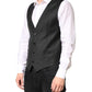Dolce & Gabbana Black Stripes Wool Dress Men Waistcoat Vest