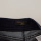 Dolce & Gabbana Blue Denim Stretch Crystal Hot Pants Shorts