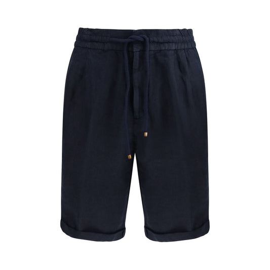 Brunello Cucinelli Blue Linen Bermuda Shorts Mens Shorts