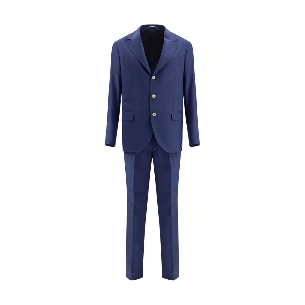 Brunello Cucinelli Blue Fleece Wool Two-Piece Suit Mens Suit