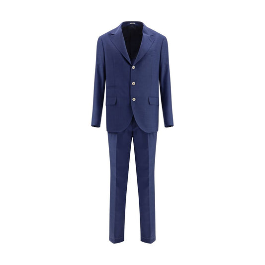 Brunello Cucinelli Blue Fleece Wool Two-Piece Suit Mens Suit
