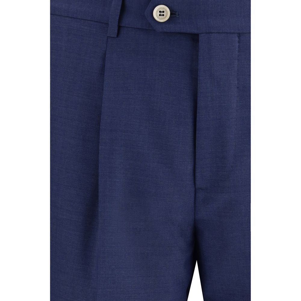 Brunello Cucinelli Blue Fleece Wool Two-Piece Suit Mens Suit