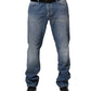 Jeckerson Blue Washed Mid Waist Straight Men Denim Trouser Jeans