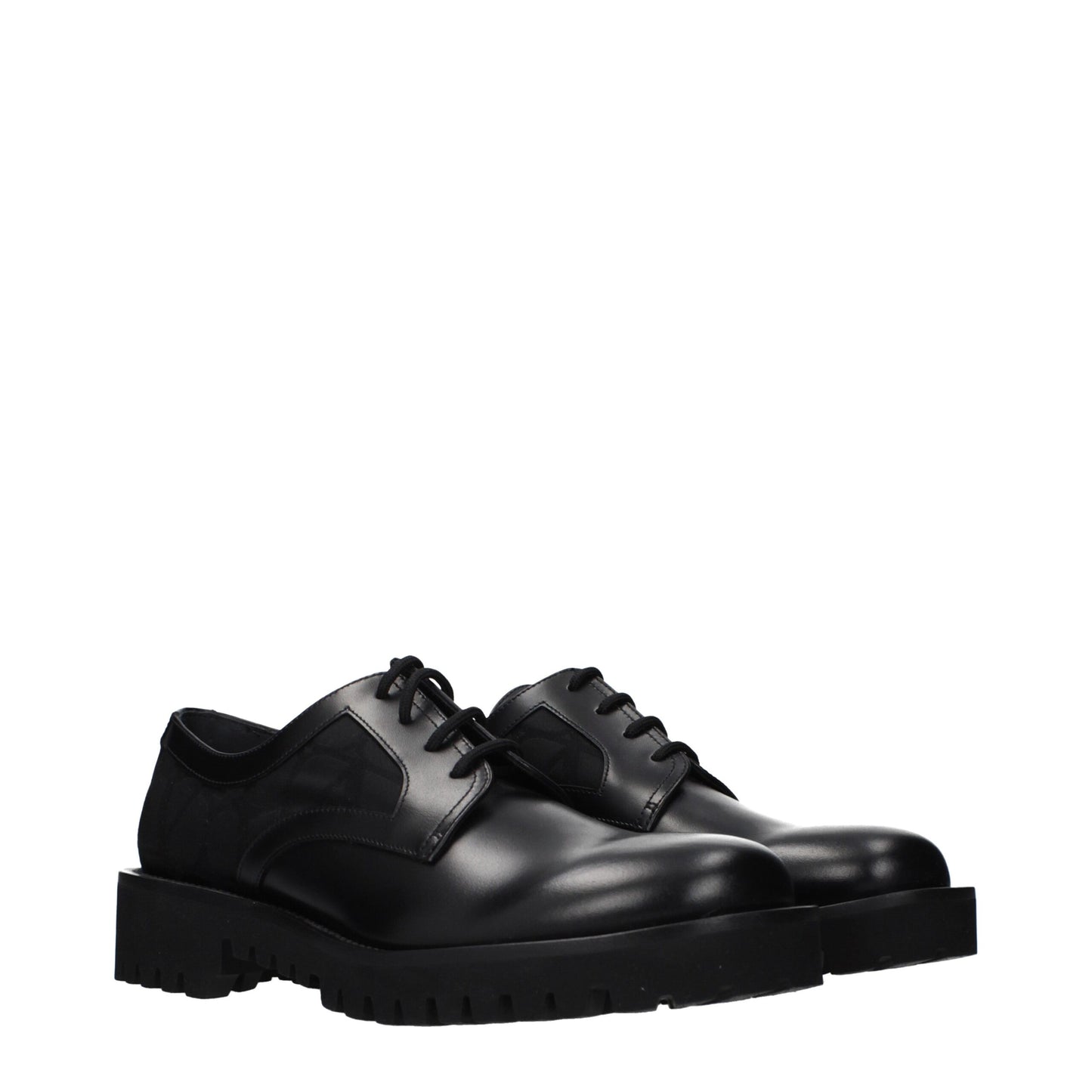Valentino Garavani Black Leather Oxfords And Derbies
