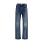 Khaite Blue Cotton High-Waisted Jean