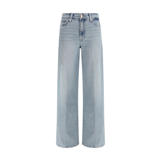 7FOR Light Blue Cotton Relaxed Fit Jeans
