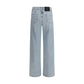 7FOR Light Blue Cotton Relaxed Fit Jeans