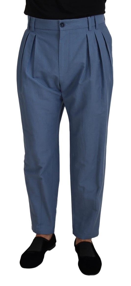 Dolce & Gabbana Elegant Blue Linen-Cotton Pants
