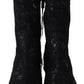 Dolce & Gabbana Elegant Viscose Leather Ankle Boots with Crystals