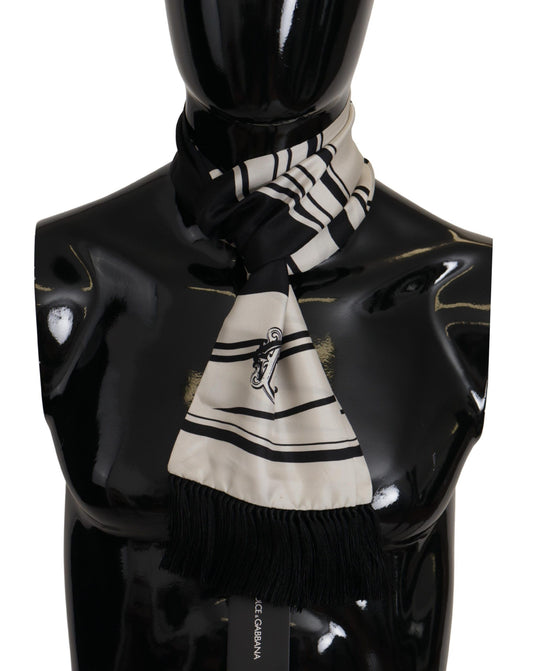 Dolce & Gabbana Elegant Silk Men's Scarf - Classic Black Stripe