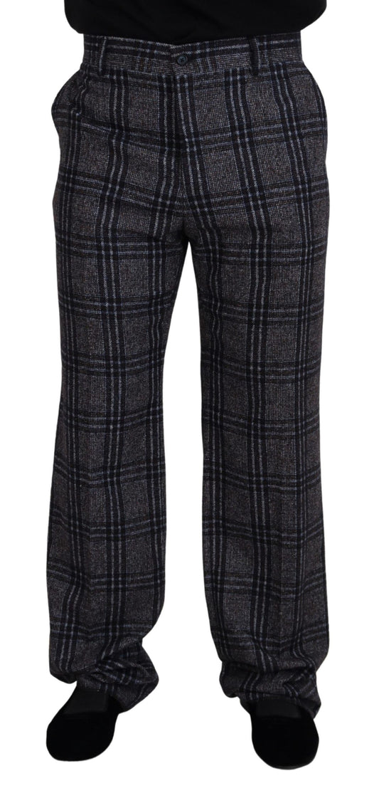 Dolce & Gabbana Elegant Gray Checkered Alpaca Blend Pants