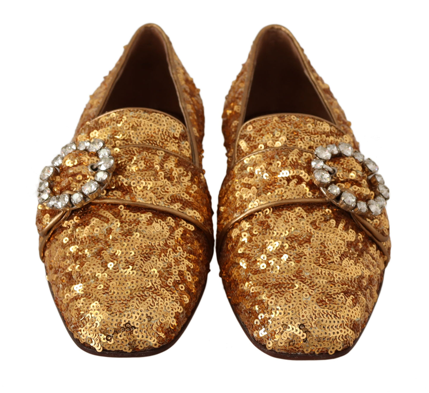 Dolce & Gabbana Elegant Gold Sequin Crystal Flats