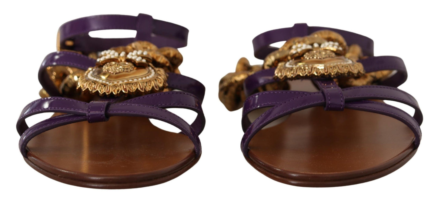 Dolce & Gabbana Purple Heart Chain Gladiator Flats