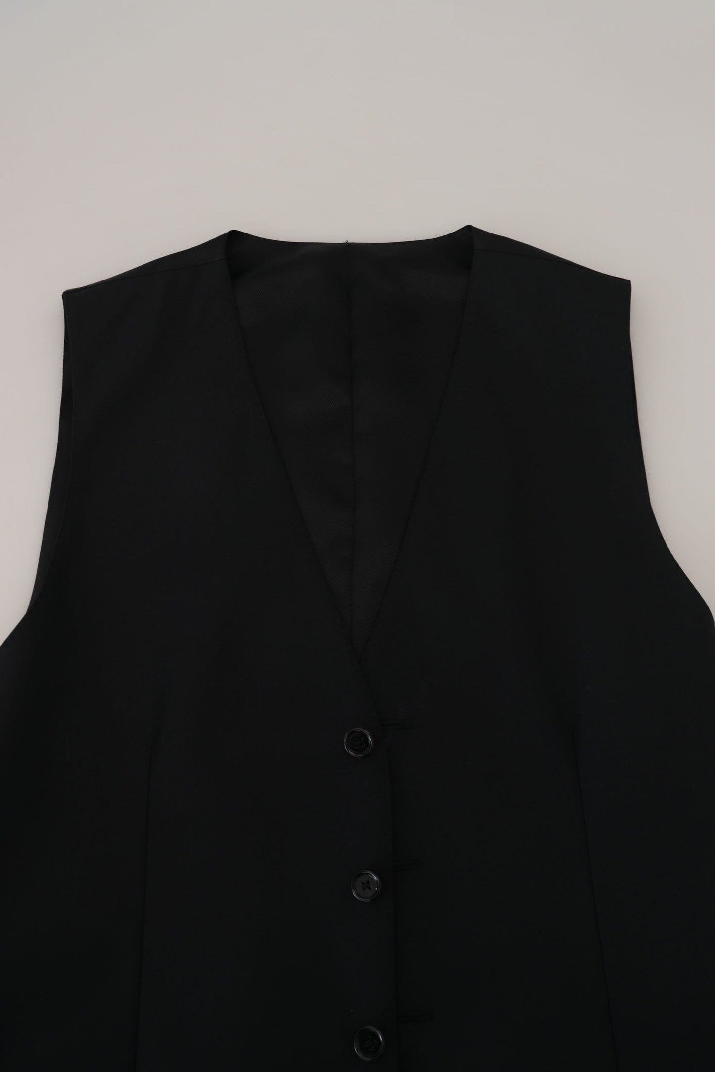 Dolce & Gabbana Elegant Black Formal Wool-Silk Dress Vest