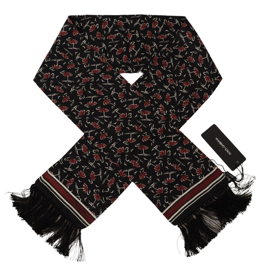 Dolce & Gabbana Elegant Silk Men's Scarf Wrap - Black and Red