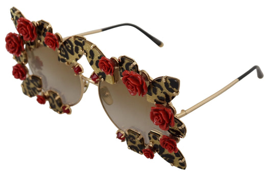 Dolce & Gabbana Elegant Round Rose-Embellished Sunglasses