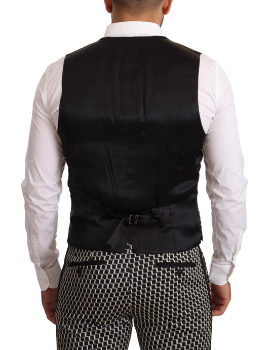 Dolce & Gabbana Elegant Martini Black Check Three-Piece Suit