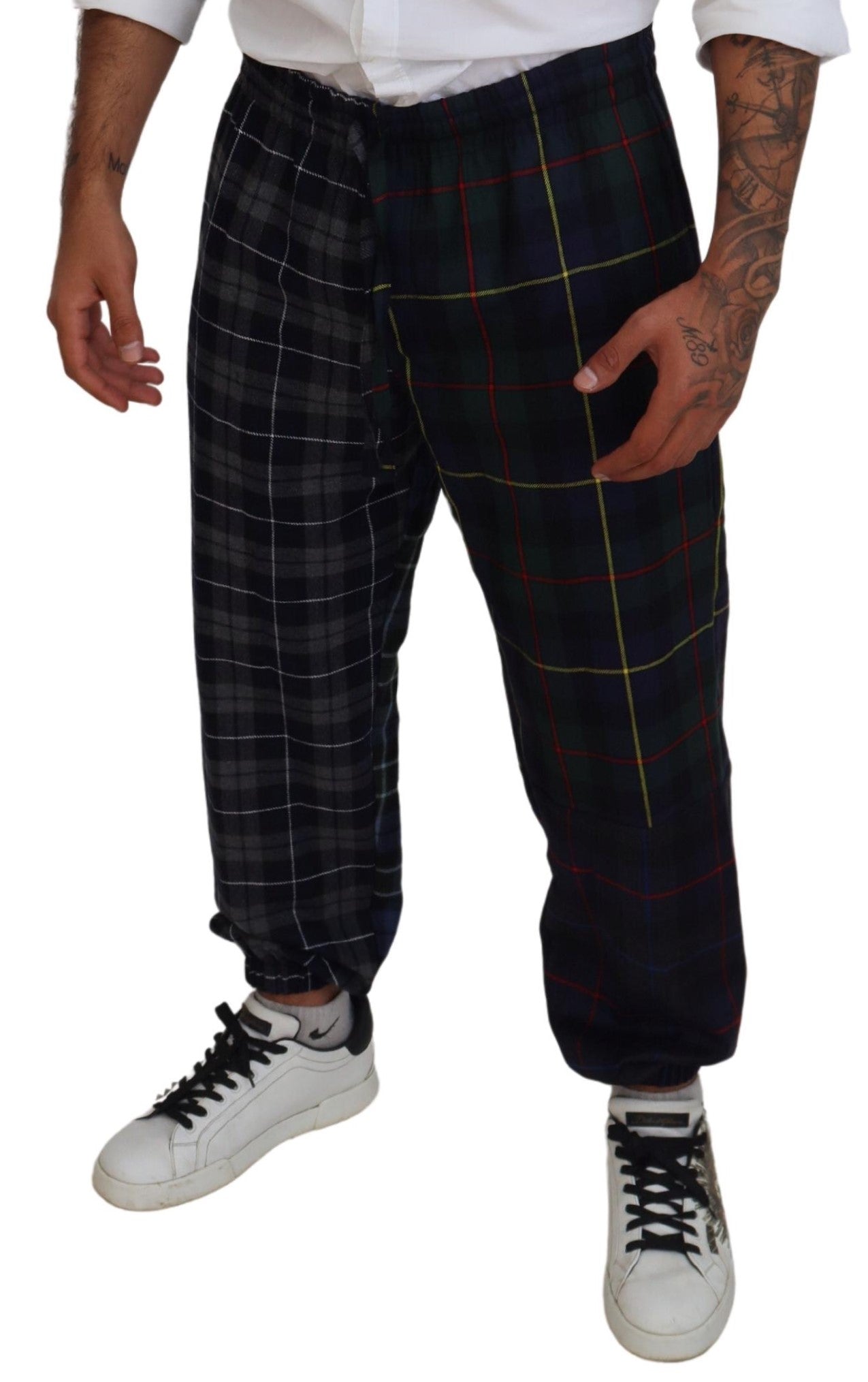 Dolce & Gabbana Checkered Wool Blend Jogger Pants