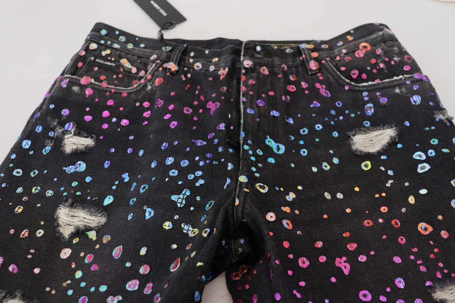 Dolce & Gabbana Elegant Multicolor Printed Denim Pants