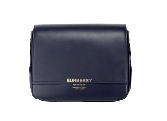 Burberry Grace Small Regency Blue Smooth Leather Flap Crossbody Handbag Purse