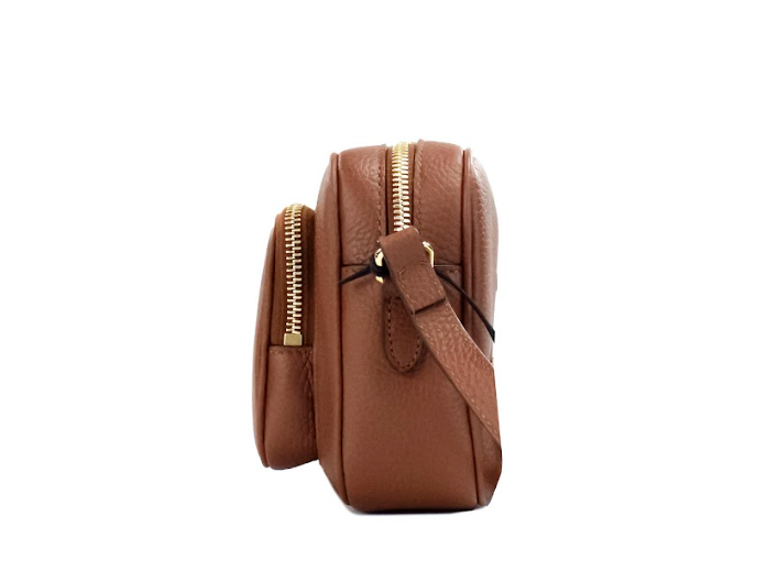 Burberry Small Branded Tan Brown Leather Camera Crossbody Bag