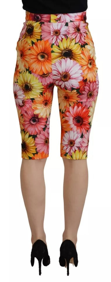 Dolce & Gabbana Multicolor Floral High Waist Cropped Pants