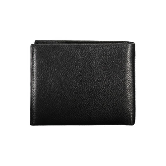 Aeronautica Militare Elegant Black Leather Two-Compartment Wallet