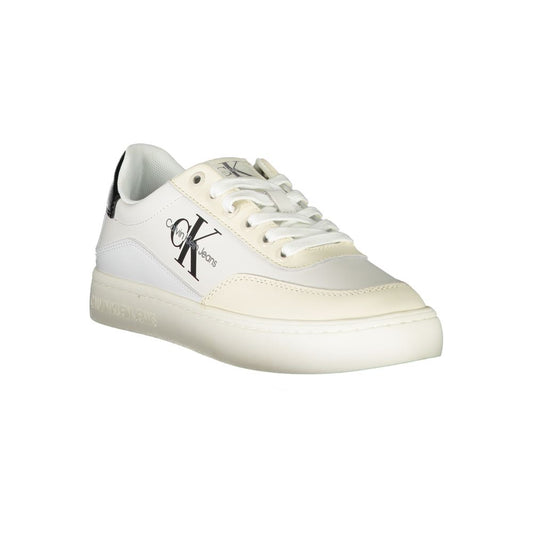 Calvin Klein Chic White Lace-Up Sneakers with Contrast Detailing