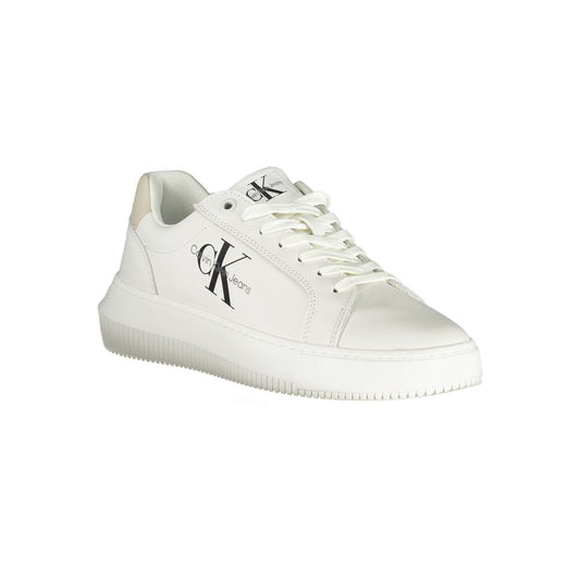 Calvin Klein Chic White Lace-Up Sneakers with Contrast Details