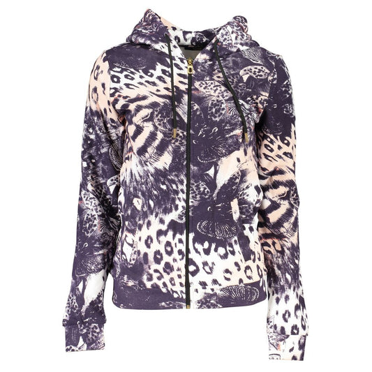 Cavalli Class Chic Pink Hooded Sweatshirt with Contrast Details