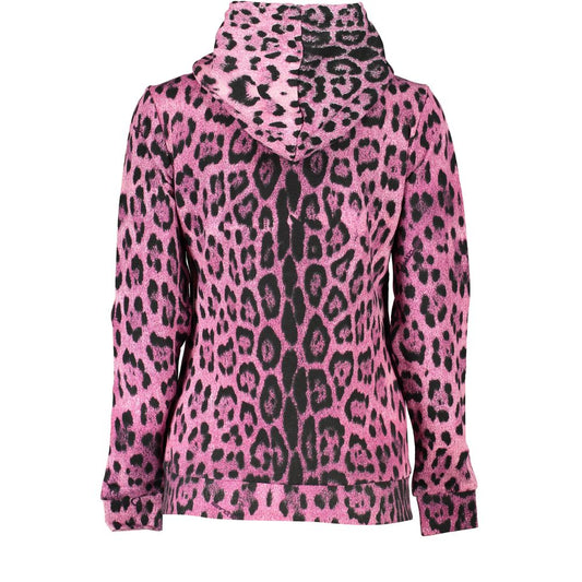 Cavalli Class Chic Pink Hooded Sweatshirt with Contrast Detailing