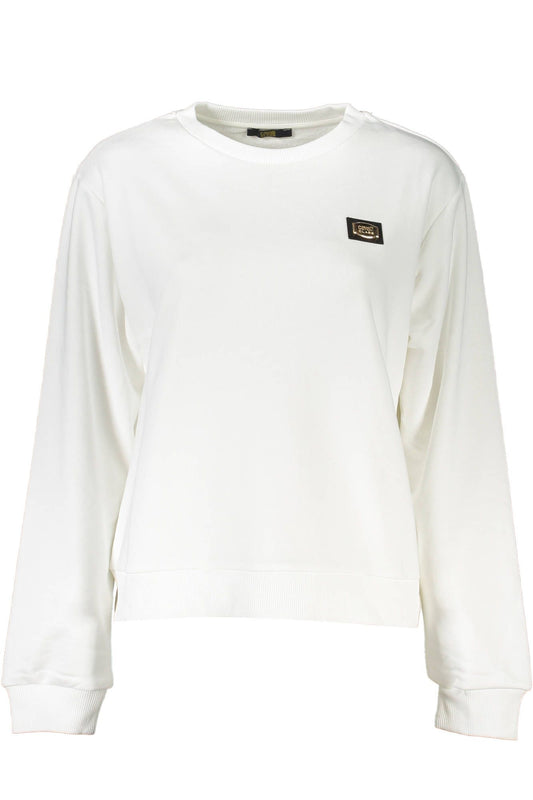Cavalli Class Chic White Brushed Cozy Sweatshirt