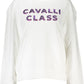 Cavalli Class Chic White Printed Sweater with Cozy Brushed Interior
