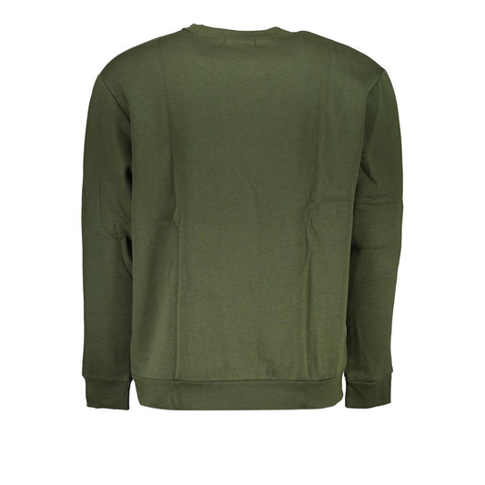 Cavalli Class Chic Green Embroidered Crew Neck Sweater
