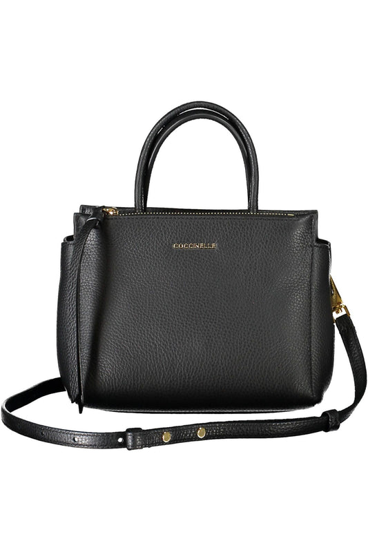 Coccinelle Chic Black Leather Handbag with Versatile Straps