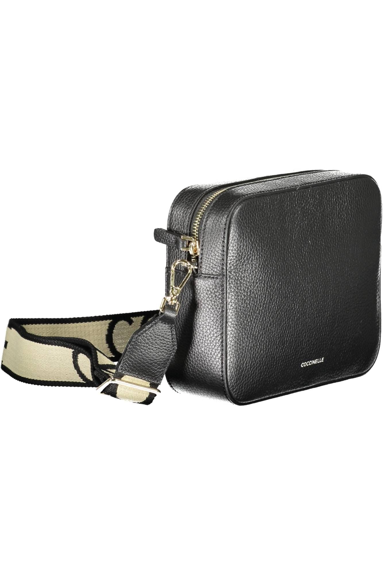 Coccinelle Elegant Black Leather Shoulder Bag with Contrasting Details